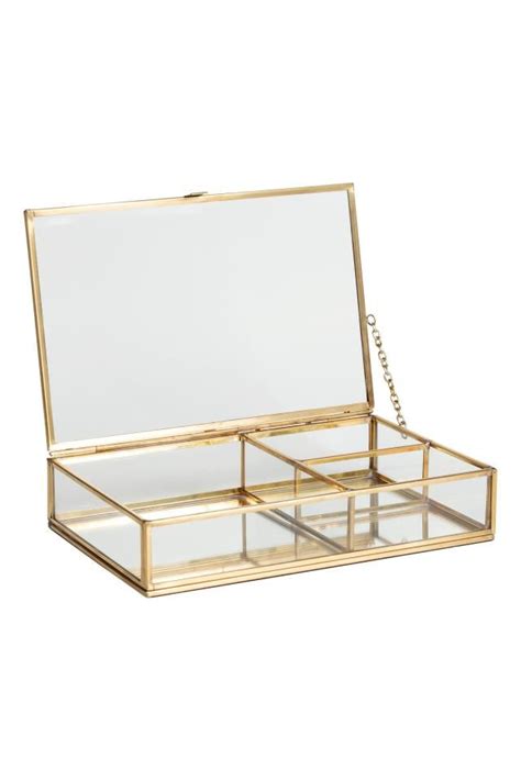 jewelry box in clear glass with a metal frame|replacement glass for jewelry box.